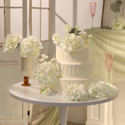White Hydrangea Artificial Flowers Bulk, 20Pcs Silk Flower Heads with Stems | Ideal for Wedding Centerpieces, Home Decor, Birthday Parties, Banquet Decor, Bridal Tables, DIY Handmade Floral Arrangements