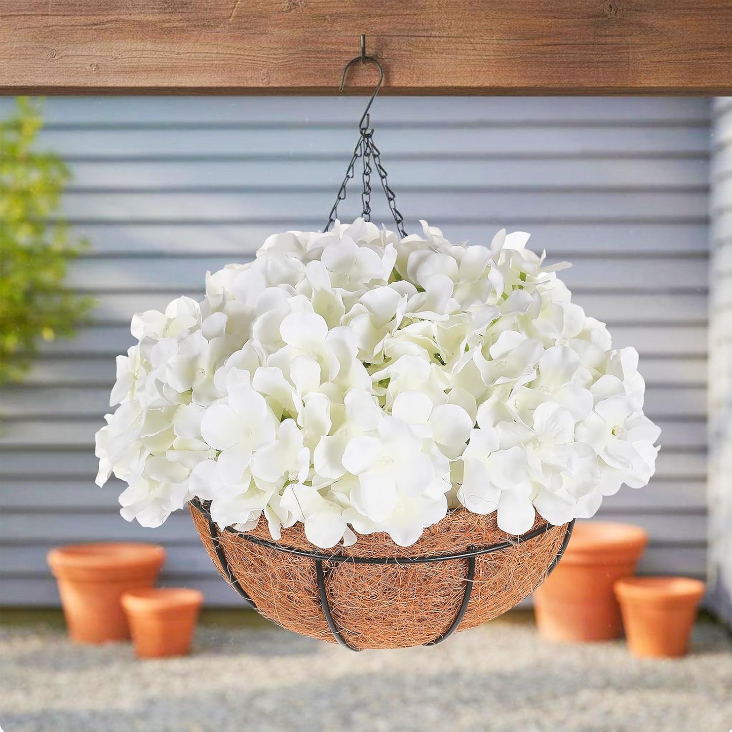 White Hydrangea Artificial Flowers Bulk, 20Pcs Silk Flower Heads with Stems | Ideal for Wedding Centerpieces, Home Decor, Birthday Parties, Banquet Decor, Bridal Tables, DIY Handmade Floral Arrangements