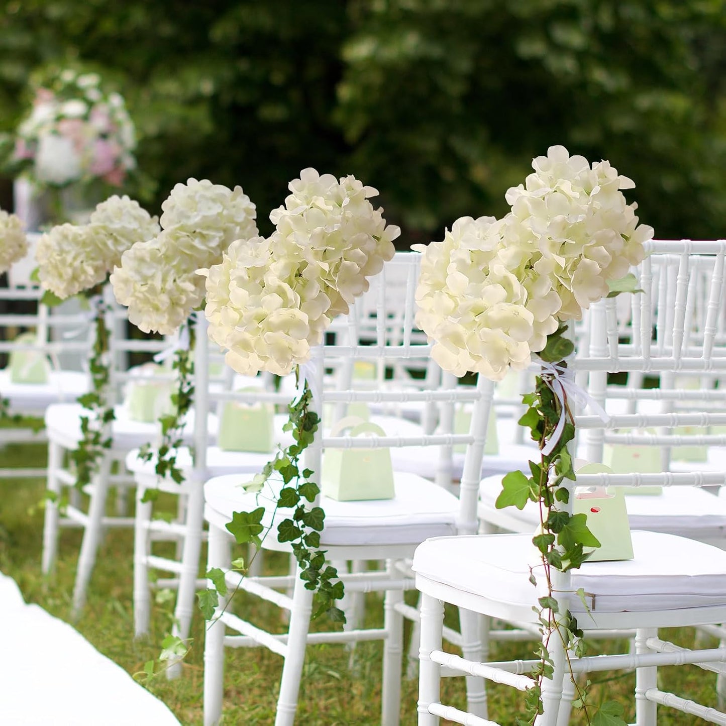 White Hydrangea Artificial Flowers Bulk, 20Pcs Silk Flower Heads with Stems | Ideal for Wedding Centerpieces, Home Decor, Birthday Parties, Banquet Decor, Bridal Tables, DIY Handmade Floral Arrangements