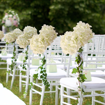 White Hydrangea Artificial Flowers Bulk, 20Pcs Silk Flower Heads with Stems | Ideal for Wedding Centerpieces, Home Decor, Birthday Parties, Banquet Decor, Bridal Tables, DIY Handmade Floral Arrangements