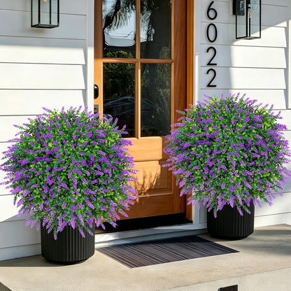 2PCS Faux Boxwood Plants Outdoor Artificial Topiary Ball Trees | Fake Bush & Shrub Greenery / UV Resistant / No Fade / Sturdy Build / No Maintenance / with Spike / Front Porch Decor