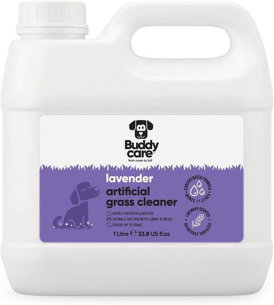 Artificial Grass Cleaner Concentrate - Lavender Scent - 1L - Outdoor Surface Cleaner for Synthetic Lawns & Patios, Fast Acting Odour Remover & Sanitiser, Makes 11L, Covers up to 100m²