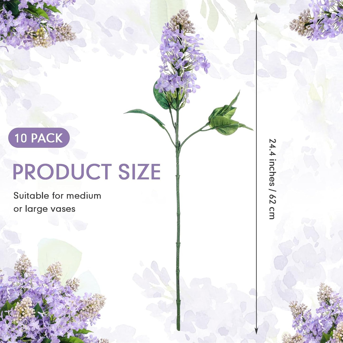 Thiccywoov 10 Pcs 24" Artificial Lilac Flowers Purple Fake Delphinium Antirrhinum Stem Real to Touch Faux Purple Lilac Flower Arrangements for Vase Table Centerpieces Wedding Bouquet Home Decoration