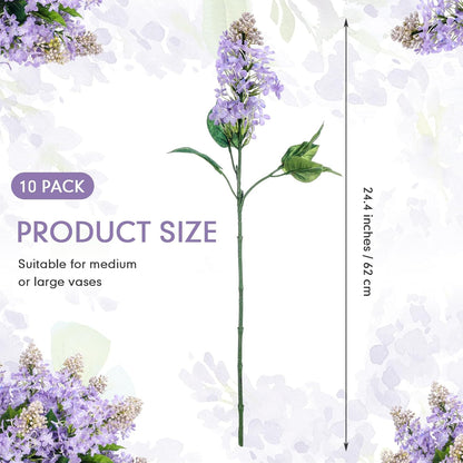 Thiccywoov 10 Pcs 24" Artificial Lilac Flowers Purple Fake Delphinium Antirrhinum Stem Real to Touch Faux Purple Lilac Flower Arrangements for Vase Table Centerpieces Wedding Bouquet Home Decoration