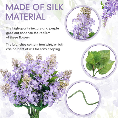 Thiccywoov 10 Pcs 24" Artificial Lilac Flowers Purple Fake Delphinium Antirrhinum Stem Real to Touch Faux Purple Lilac Flower Arrangements for Vase Table Centerpieces Wedding Bouquet Home Decoration
