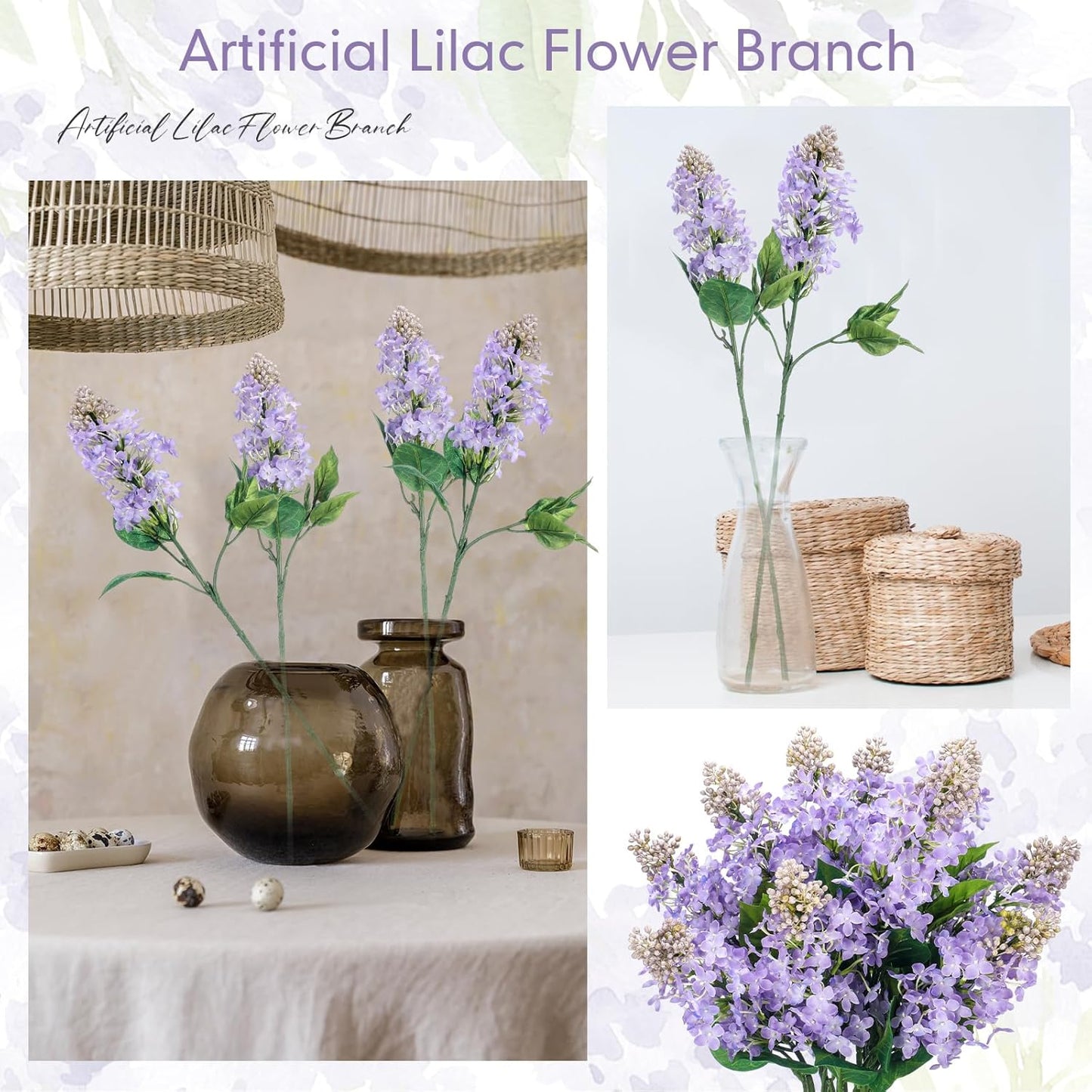 Thiccywoov 10 Pcs 24" Artificial Lilac Flowers Purple Fake Delphinium Antirrhinum Stem Real to Touch Faux Purple Lilac Flower Arrangements for Vase Table Centerpieces Wedding Bouquet Home Decoration