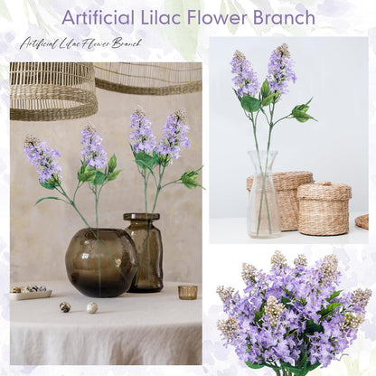 Thiccywoov 10 Pcs 24" Artificial Lilac Flowers Purple Fake Delphinium Antirrhinum Stem Real to Touch Faux Purple Lilac Flower Arrangements for Vase Table Centerpieces Wedding Bouquet Home Decoration