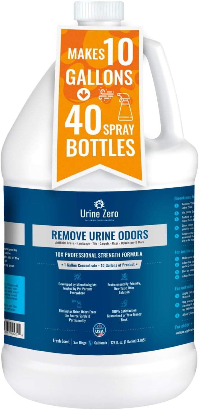 10X Concentrate Pet Urine Odor Eliminator (Makes 10 Gallons) for Artificial Grass/Turf & Outdoor Areas - Bio-Enzyme for Dog & Cat Urine - Kennels, Patios, Carpet - Made in USA