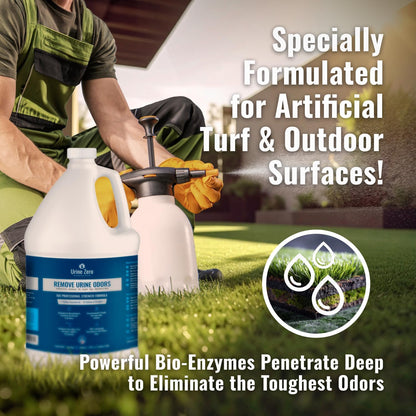 10X Concentrate Pet Urine Odor Eliminator (Makes 10 Gallons) for Artificial Grass/Turf & Outdoor Areas - Bio-Enzyme for Dog & Cat Urine - Kennels, Patios, Carpet - Made in USA