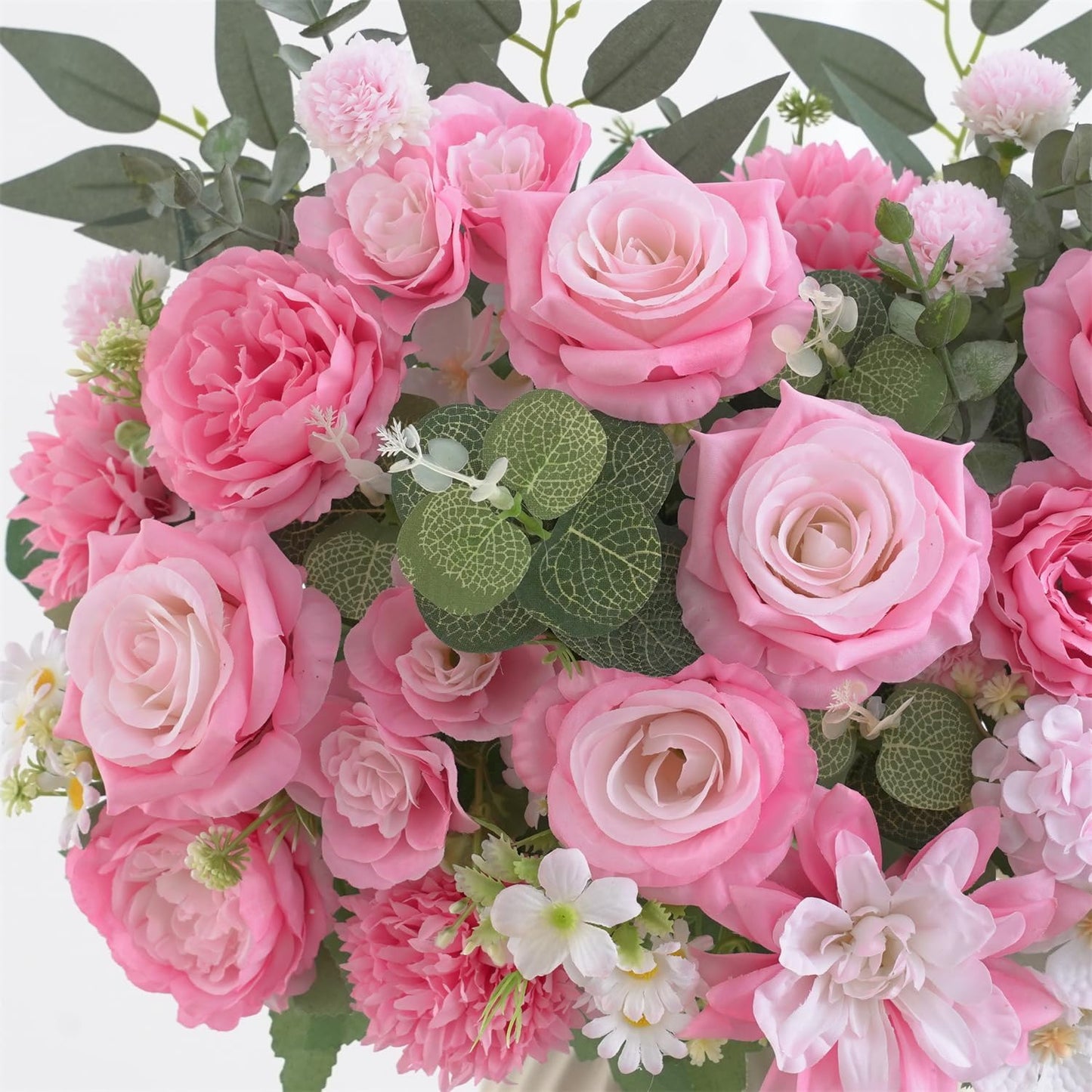 4 Pcs Mixed Artificial Flowers Set, Small Artificial Peony Bouquet Fake Rose Flower Silk Floral Arrangements for Table Centerpiece Home Wedding Party Bridal Decoration(Blue, 2 Bouquets & 2 Stems)