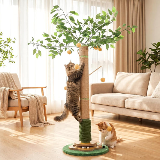 Tall Cat Scratching Post 51 Inch, Sisal Rope Cat Scratcher Tree