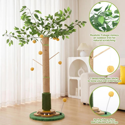 Tall Cat Scratching Post 51 Inch, Sisal Rope Cat Scratcher Tree
