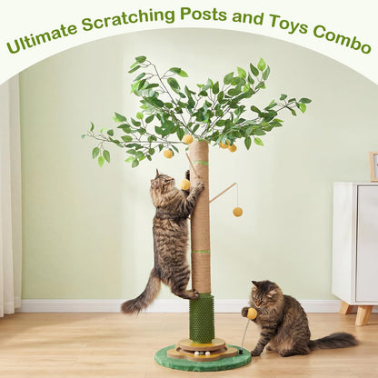 Tall Cat Scratching Post 51 Inch, Sisal Rope Cat Scratcher Tree