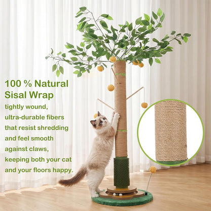 Tall Cat Scratching Post 51 Inch, Sisal Rope Cat Scratcher Tree