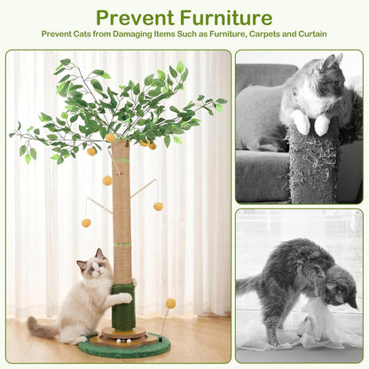 Tall Cat Scratching Post 51 Inch, Sisal Rope Cat Scratcher Tree