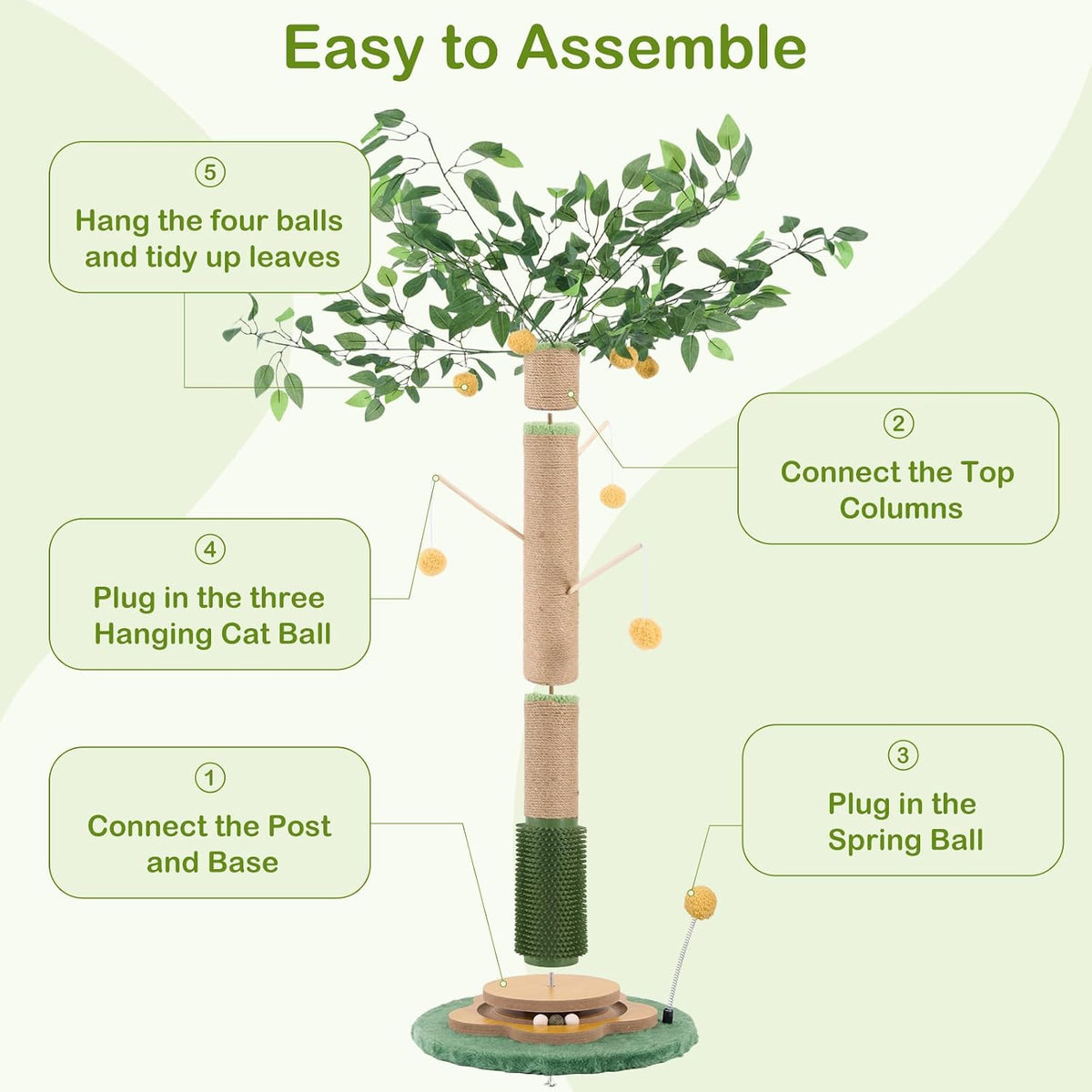 Tall Cat Scratching Post 51 Inch, Sisal Rope Cat Scratcher Tree