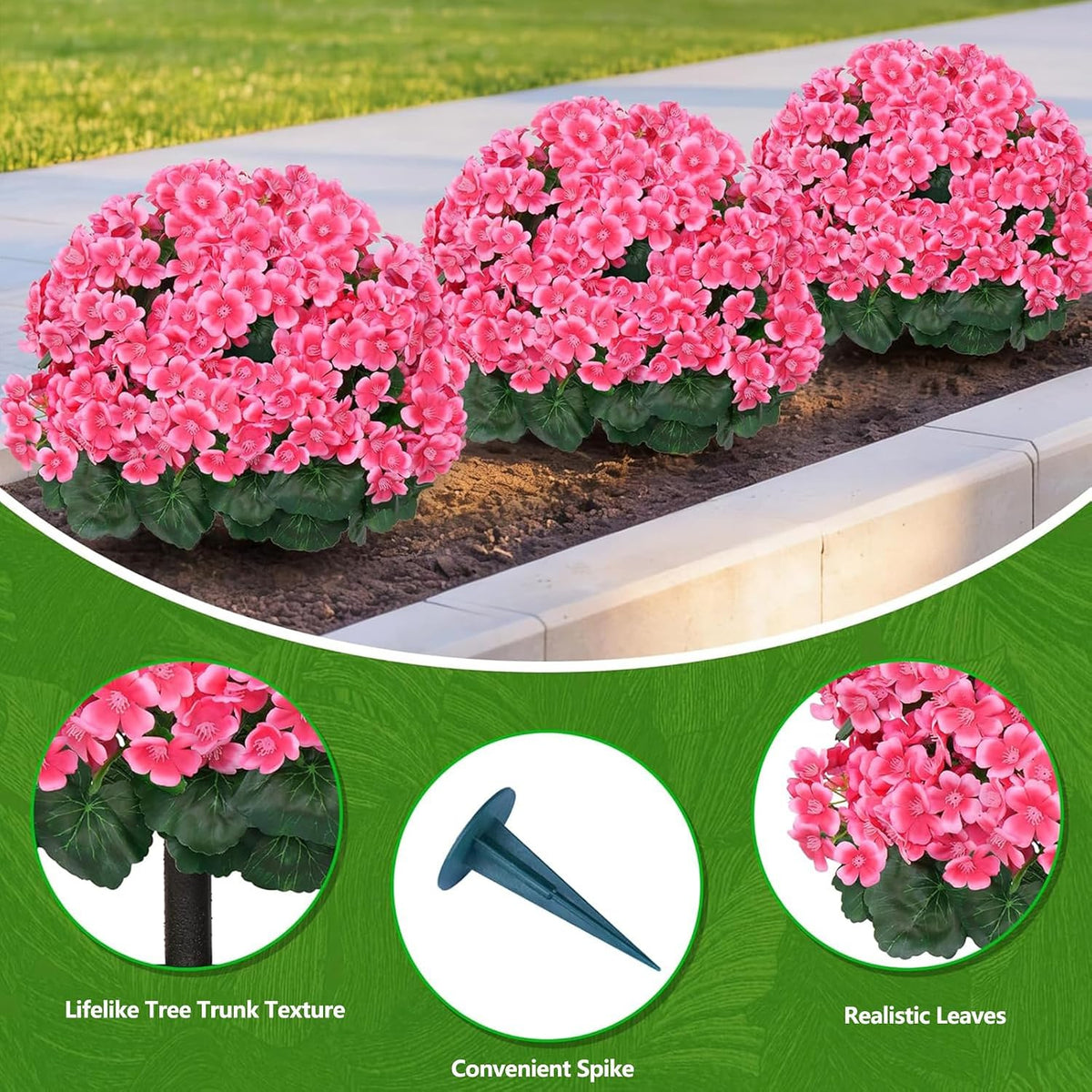 Yangrass 2Pack Artificial Topiary Pink Flower Bushes for Outdoor, 24" (2FT)