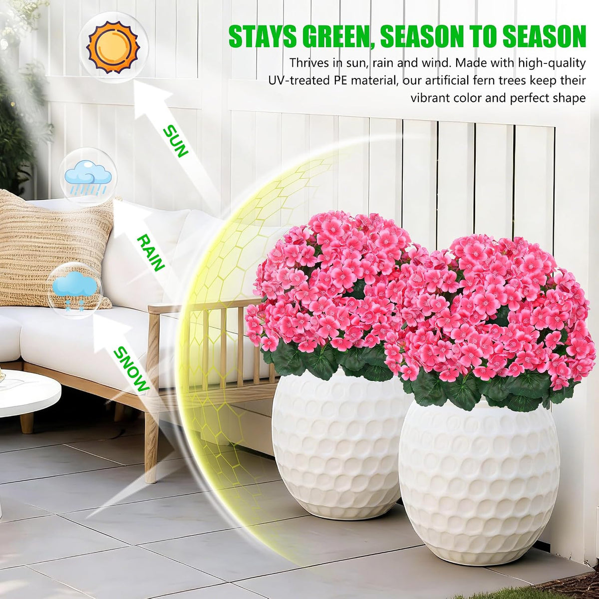 Yangrass 2Pack Artificial Topiary Pink Flower Bushes for Outdoor, 24" (2FT)