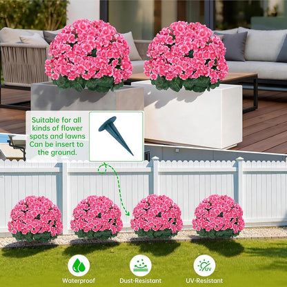 Yangrass 2Pack Artificial Topiary Pink Flower Bushes for Outdoor, 24" (2FT)