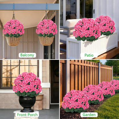 Yangrass 2Pack Artificial Topiary Pink Flower Bushes for Outdoor, 24" (2FT)