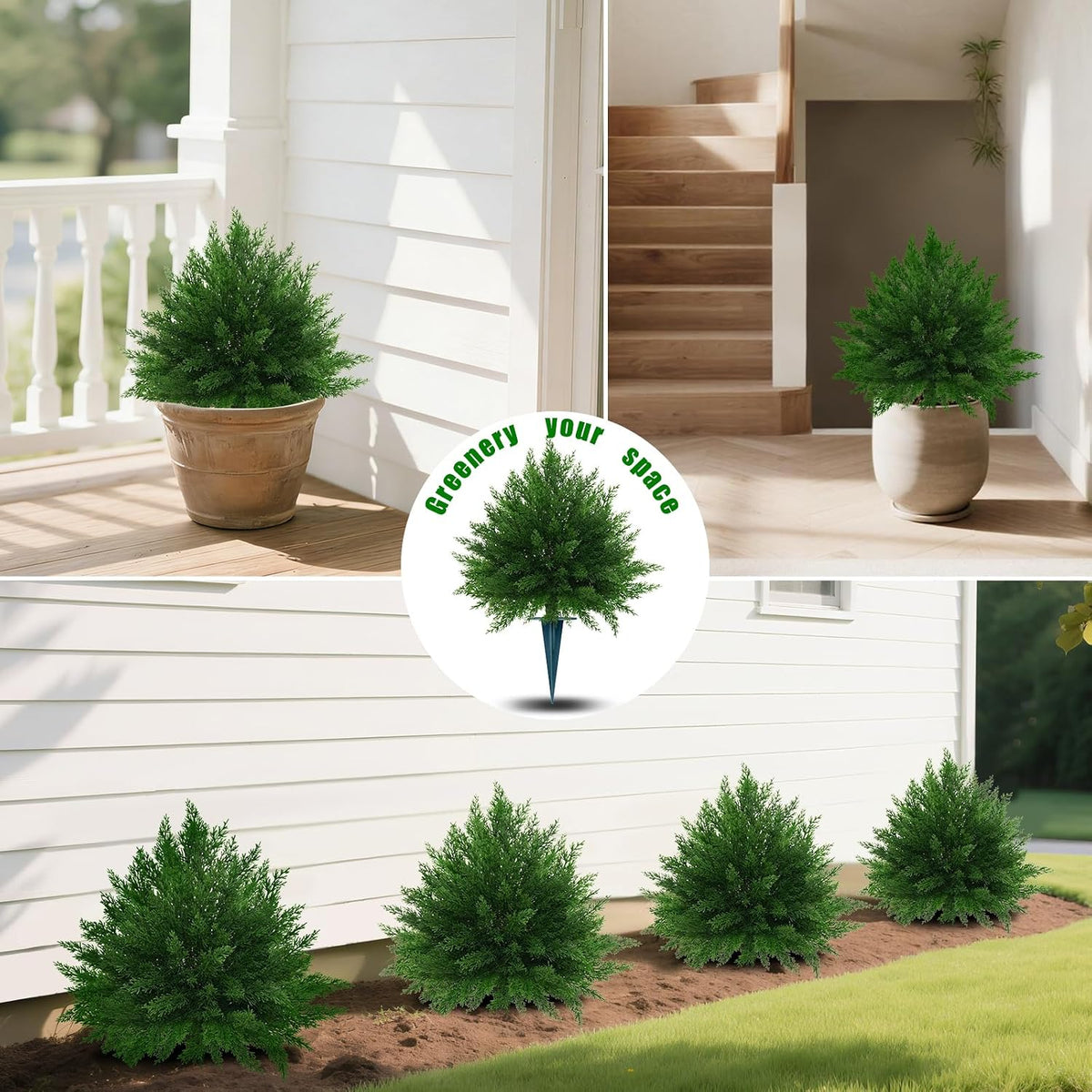 Yangrass 2Pack Artificial Topiary Pink Flower Bushes for Outdoor, 24" (2FT)