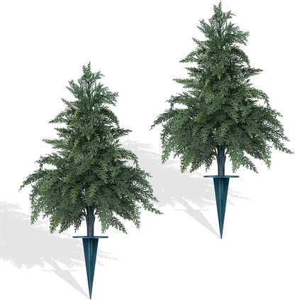 Yangrass 2Pack Artificial Topiary Pink Flower Bushes for Outdoor, 24" (2FT)