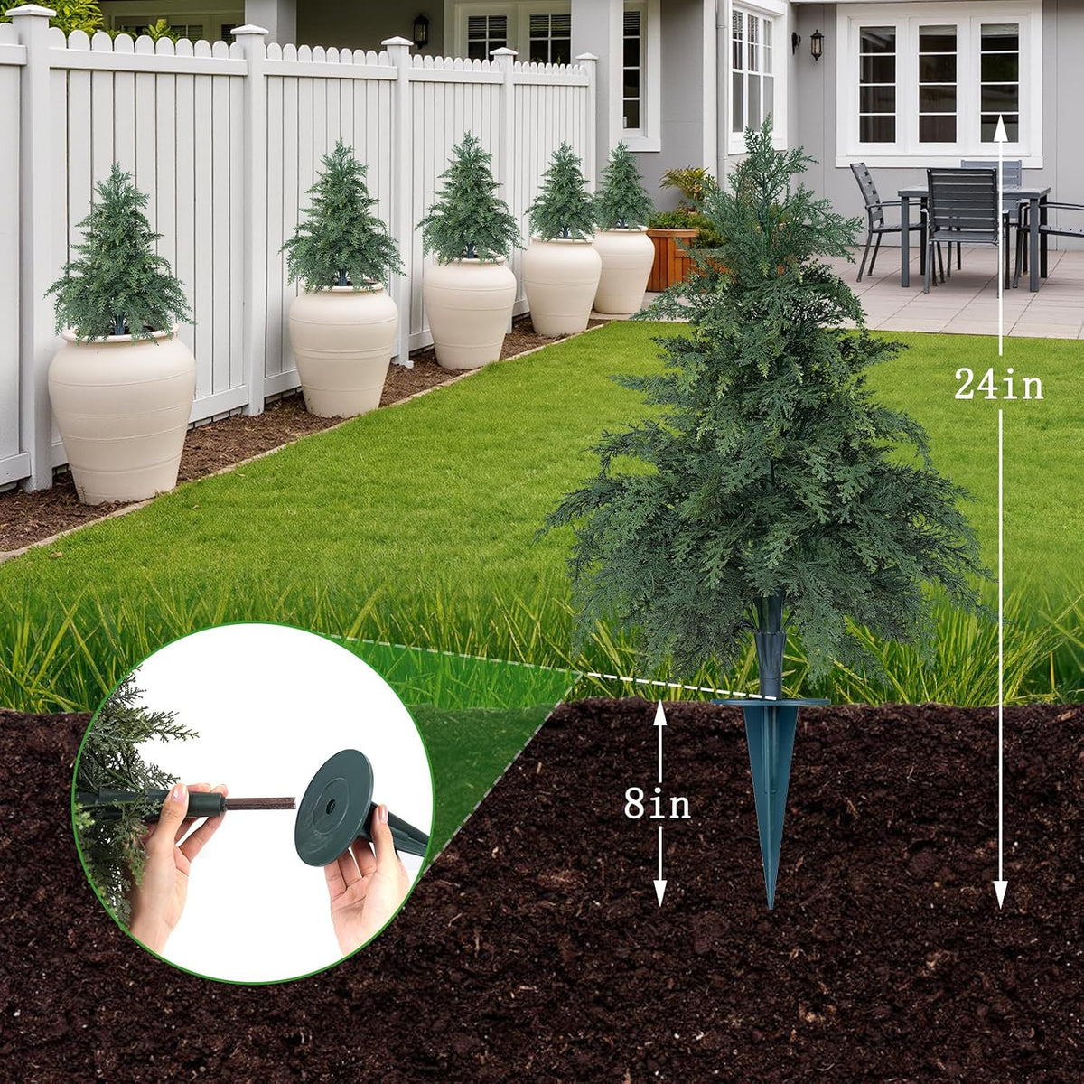 Yangrass 2Pack Artificial Topiary Pink Flower Bushes for Outdoor, 24" (2FT)