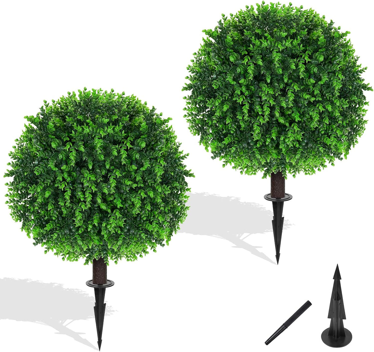 Yangrass 2Pack Artificial Topiary Pink Flower Bushes for Outdoor, 24" (2FT)