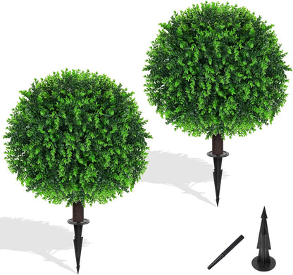 Yangrass 2Pack Artificial Topiary Pink Flower Bushes for Outdoor, 24" (2FT)