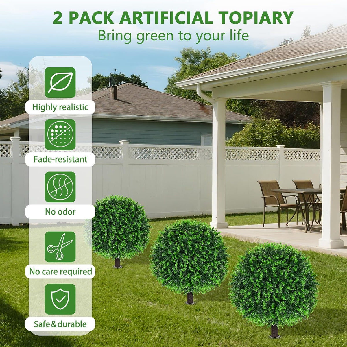 Yangrass 2Pack Artificial Topiary Pink Flower Bushes for Outdoor, 24" (2FT)