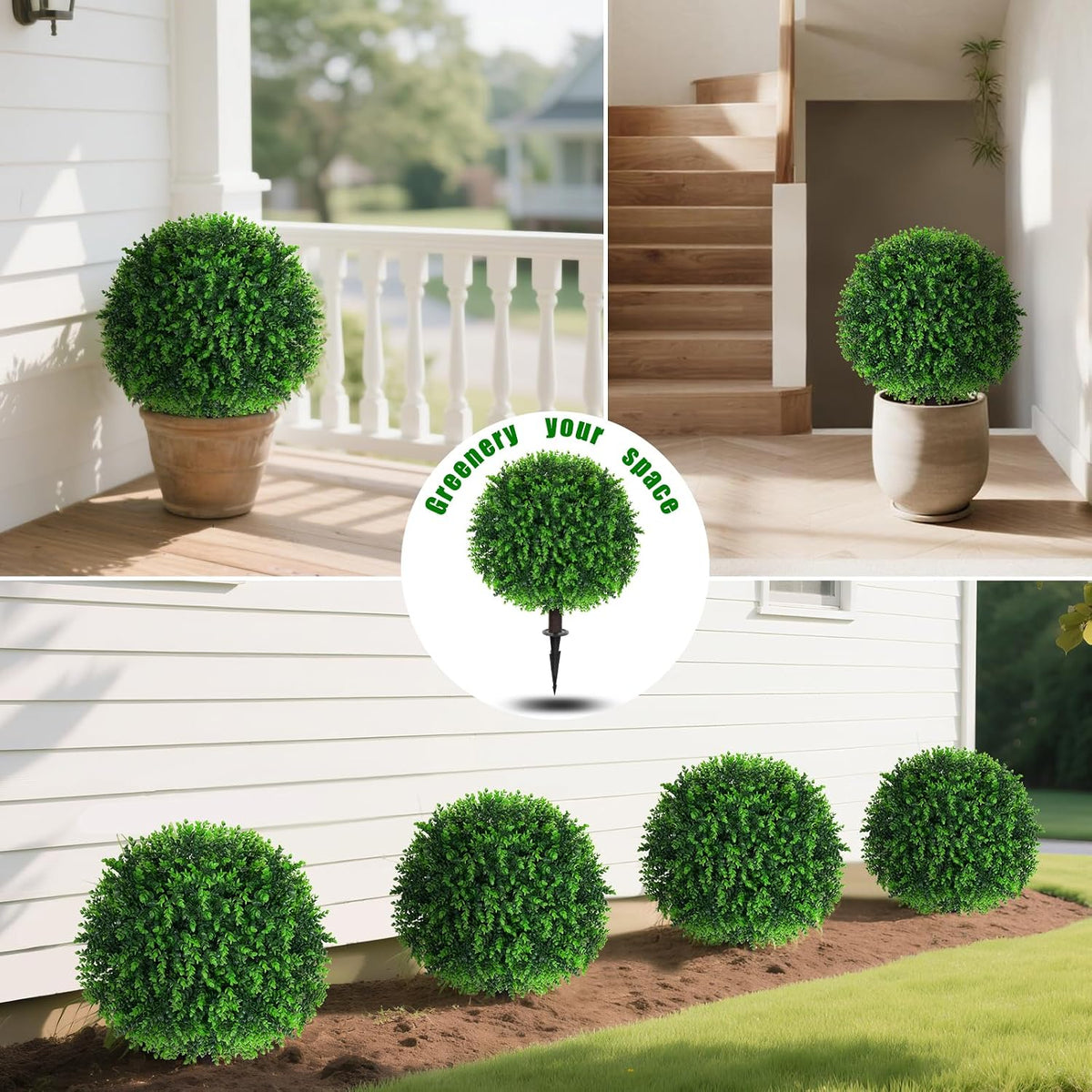 Yangrass 2Pack Artificial Topiary Pink Flower Bushes for Outdoor, 24" (2FT)