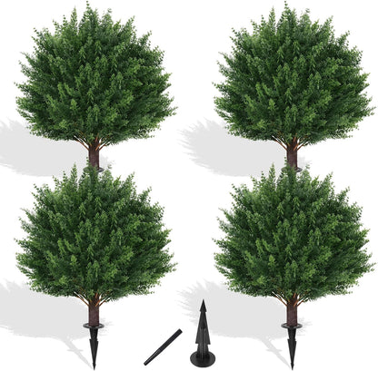 Yangrass 2Pack Artificial Topiary Pink Flower Bushes for Outdoor, 24" (2FT)