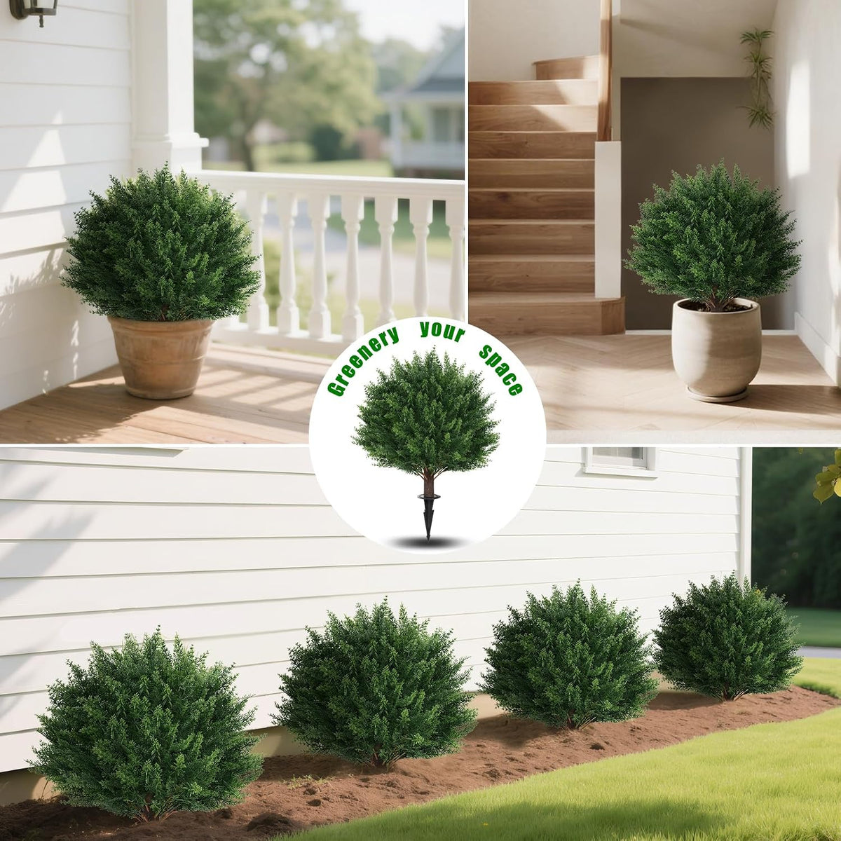 Yangrass 2Pack Artificial Topiary Pink Flower Bushes for Outdoor, 24" (2FT)