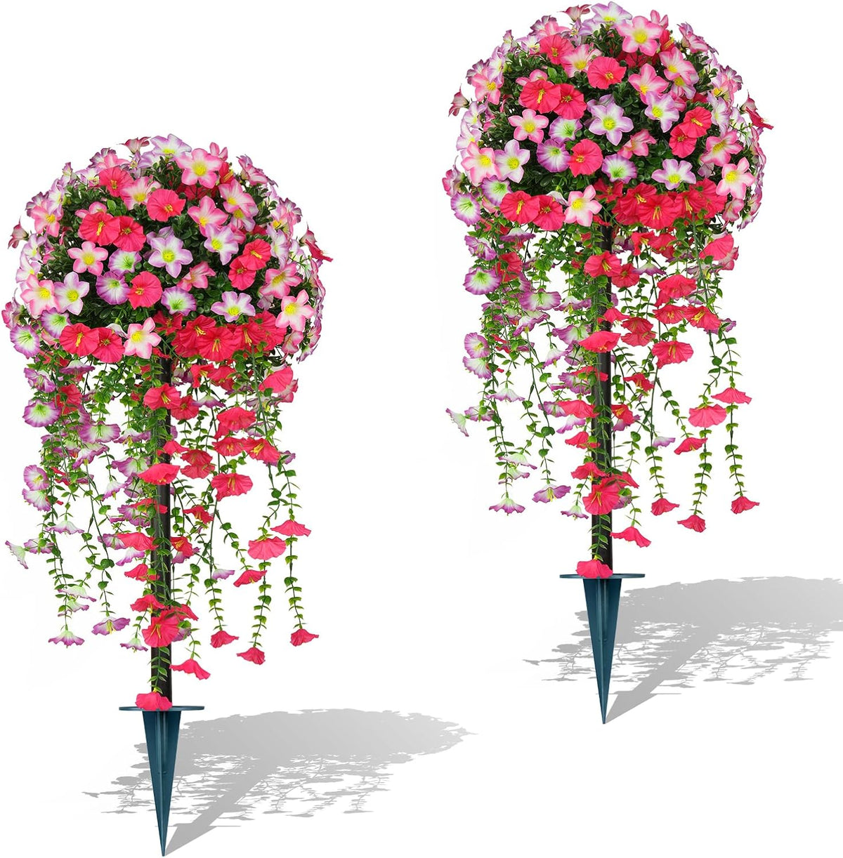 Yangrass 2Pack Artificial Topiary Pink Flower Bushes for Outdoor, 24" (2FT)
