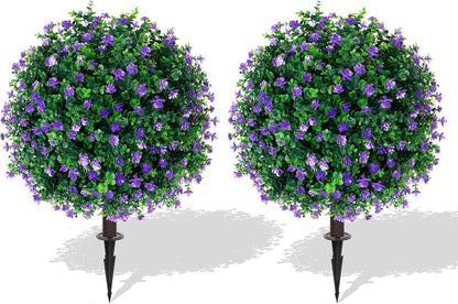 Yangrass 2Pack Artificial Topiary Pink Flower Bushes for Outdoor, 24" (2FT)