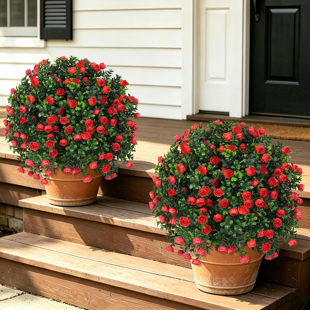 Yangrass 2Pack Artificial Topiary Pink Flower Bushes for Outdoor, 24" (2FT)
