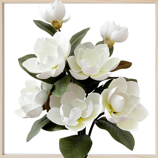 3 Pcs Artificial Magnolia Flowers Artificial Flower Long Stem Real Touch Faux Flowers Magnolia Outdoor Indoor Home Decoration Realistic Magnolia Branch DIY Arrangement for Wedding Home Décor