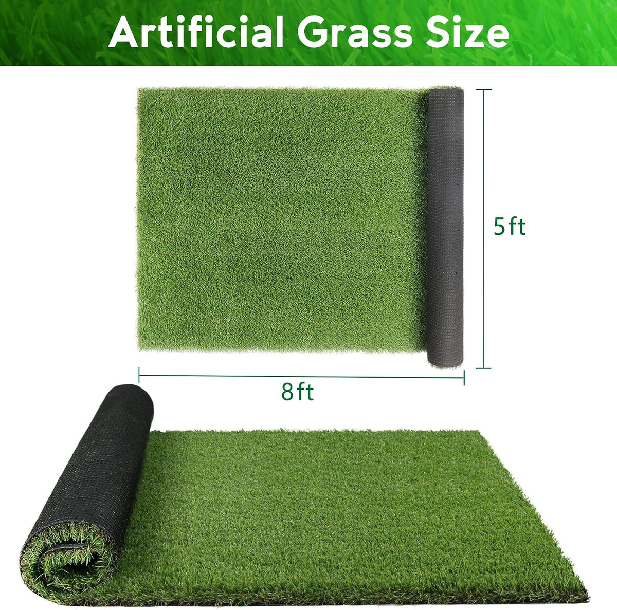 Extra Large Artificial Grass Pad for Dogs Potty - 5 FT X 8 FT Thickness & Pets Friendly Fake Turf Grass for Dog Kennel Outdoor Patio Balcony