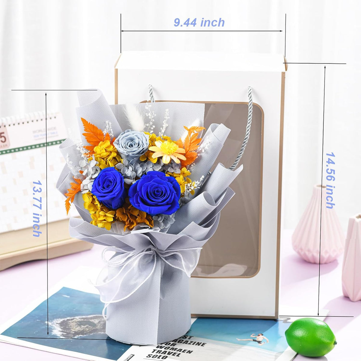 lovenfold Preserved Flowers for Delivery, Purple Rose Bouquets That Last 1-3 Years, Birthday Flowers Gifts for Women Mom Grandma Wife Friends