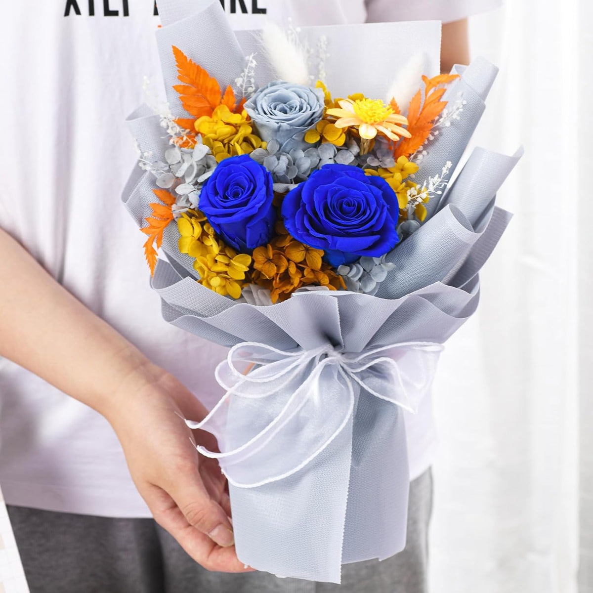 lovenfold Preserved Flowers for Delivery, Purple Rose Bouquets That Last 1-3 Years, Birthday Flowers Gifts for Women Mom Grandma Wife Friends