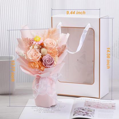 lovenfold Preserved Flowers for Delivery, Purple Rose Bouquets That Last 1-3 Years, Birthday Flowers Gifts for Women Mom Grandma Wife Friends