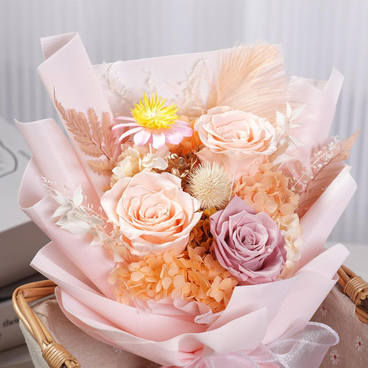 lovenfold Preserved Flowers for Delivery, Purple Rose Bouquets That Last 1-3 Years, Birthday Flowers Gifts for Women Mom Grandma Wife Friends