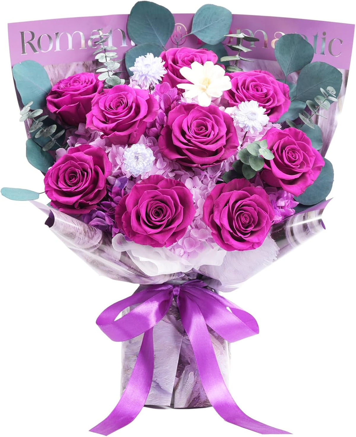 lovenfold Preserved Flowers for Delivery, Purple Rose Bouquets That Last 1-3 Years, Birthday Flowers Gifts for Women Mom Grandma Wife Friends