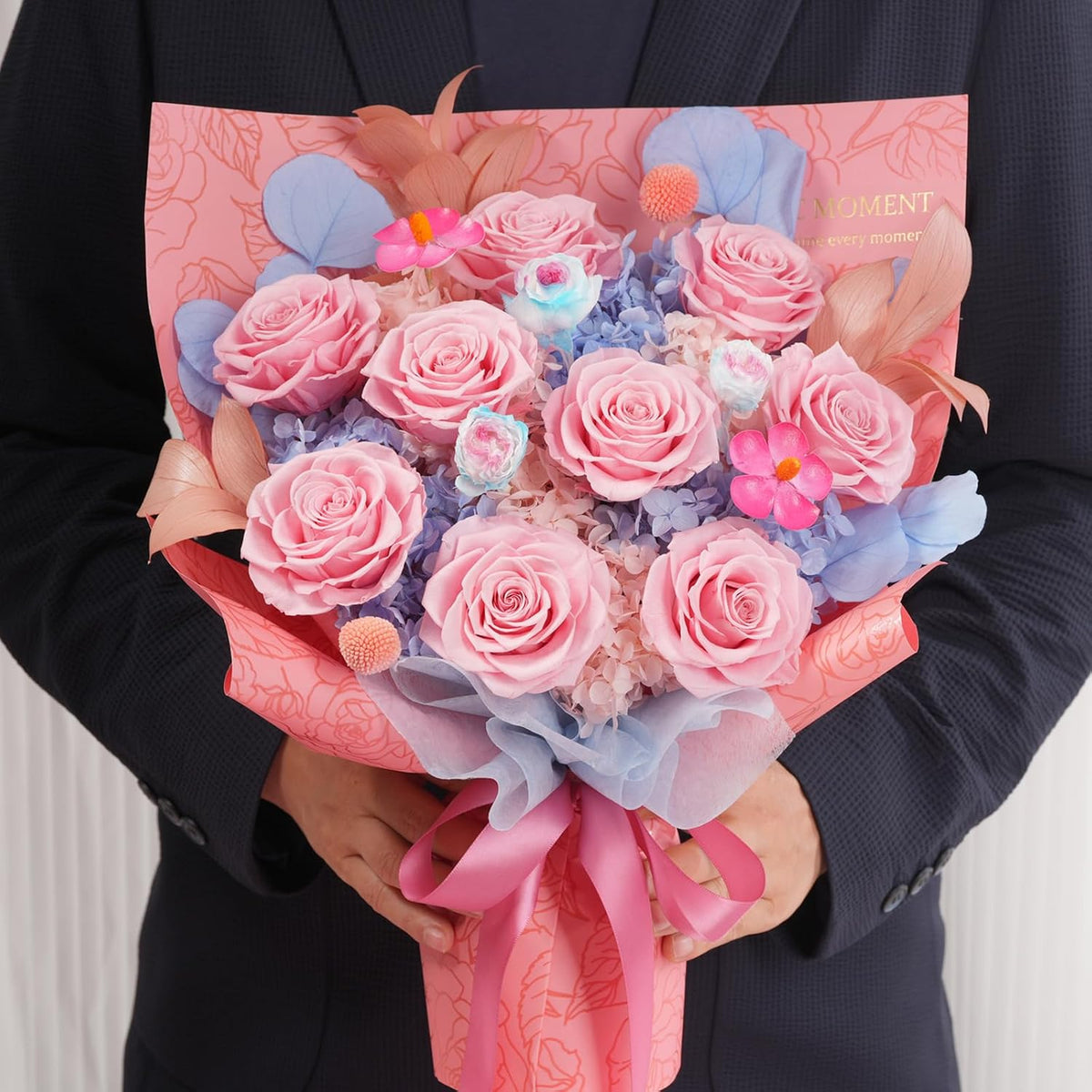 lovenfold Preserved Flowers for Delivery, Purple Rose Bouquets That Last 1-3 Years, Birthday Flowers Gifts for Women Mom Grandma Wife Friends