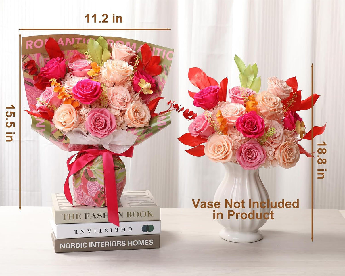 lovenfold Preserved Flowers for Delivery, Purple Rose Bouquets That Last 1-3 Years, Birthday Flowers Gifts for Women Mom Grandma Wife Friends