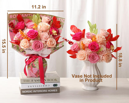 lovenfold Preserved Flowers for Delivery, Purple Rose Bouquets That Last 1-3 Years, Birthday Flowers Gifts for Women Mom Grandma Wife Friends