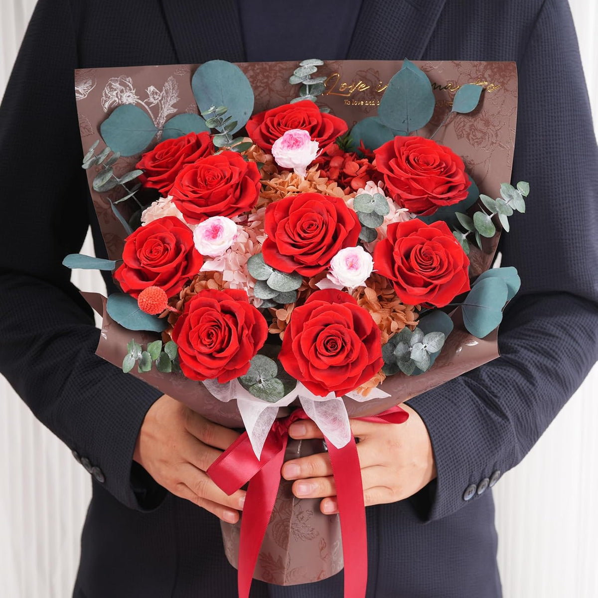 lovenfold Preserved Flowers for Delivery, Purple Rose Bouquets That Last 1-3 Years, Birthday Flowers Gifts for Women Mom Grandma Wife Friends
