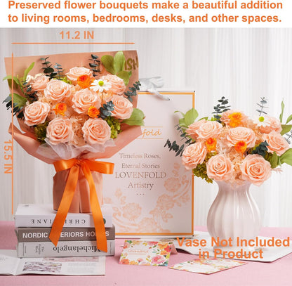 lovenfold Preserved Flowers for Delivery, Purple Rose Bouquets That Last 1-3 Years, Birthday Flowers Gifts for Women Mom Grandma Wife Friends