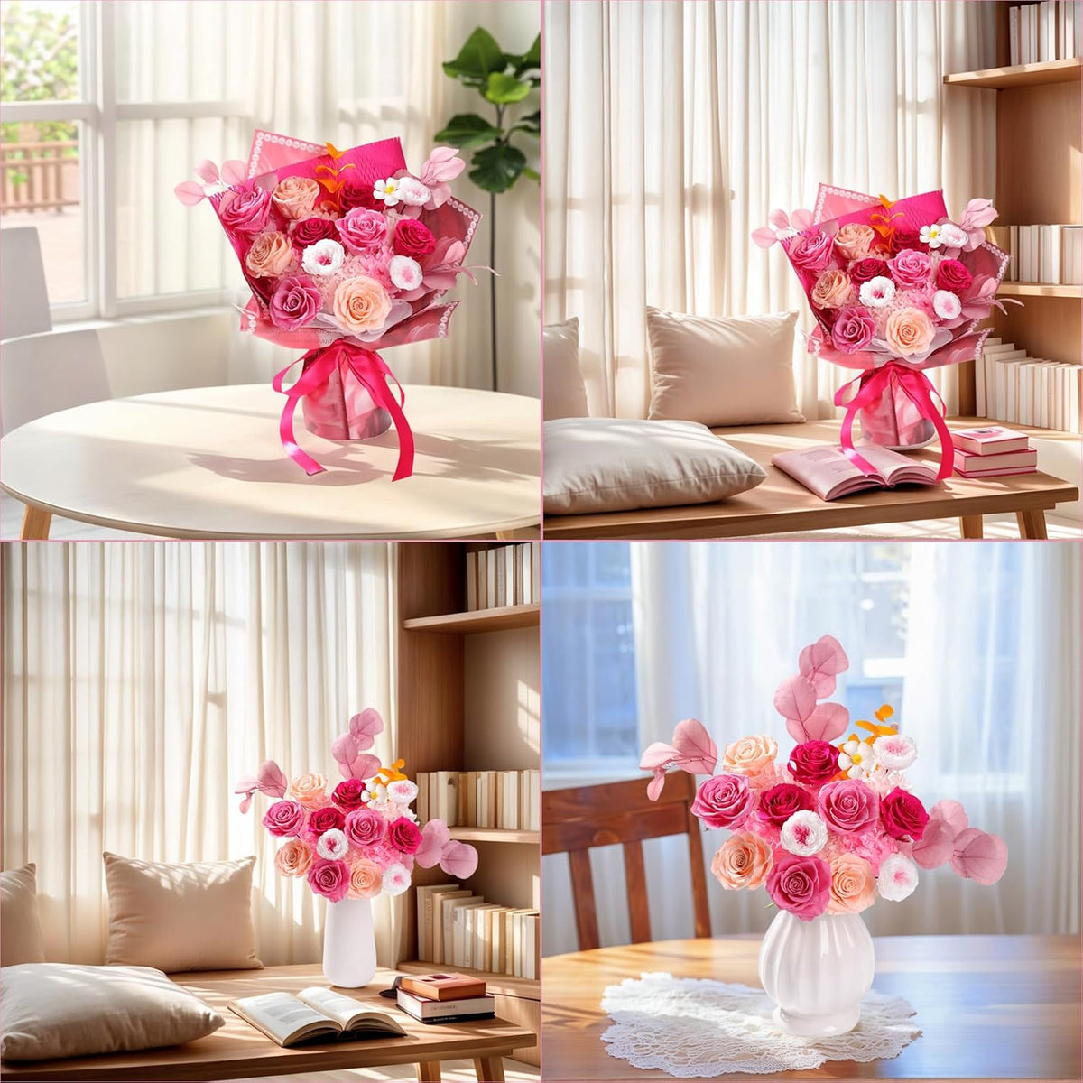lovenfold Preserved Flowers for Delivery, Purple Rose Bouquets That Last 1-3 Years, Birthday Flowers Gifts for Women Mom Grandma Wife Friends