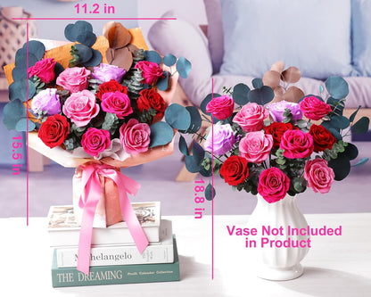 lovenfold Preserved Flowers for Delivery, Purple Rose Bouquets That Last 1-3 Years, Birthday Flowers Gifts for Women Mom Grandma Wife Friends